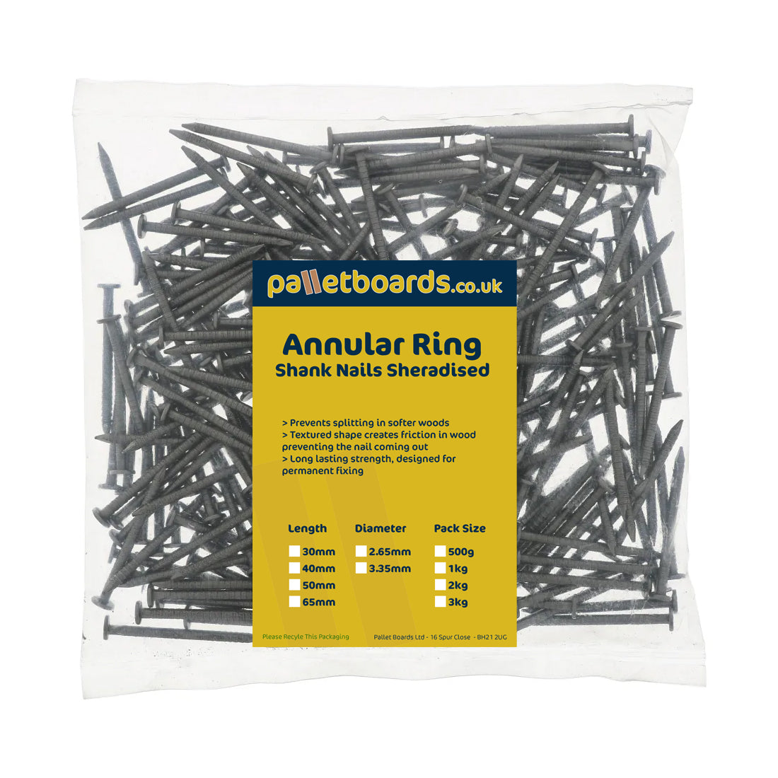 Sheradised Annular Ring Nails - 40 x 2.65mm