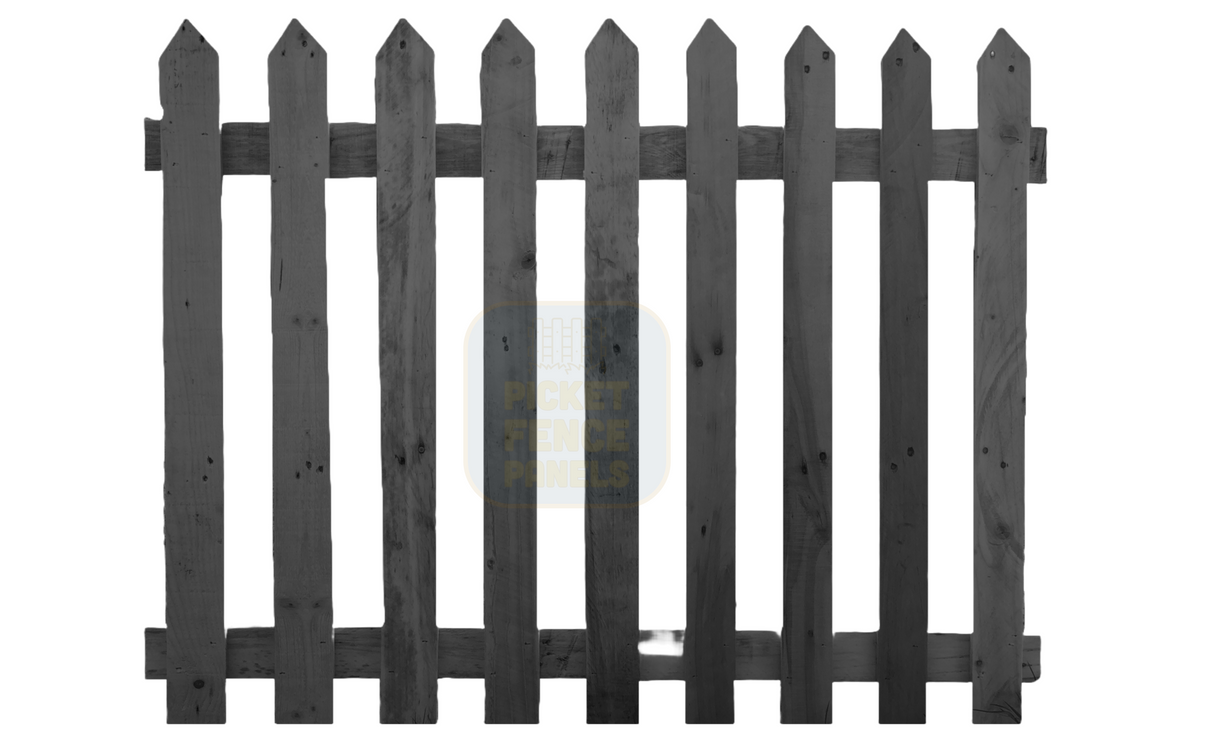 Pointed Top Picket Fence Panel Charcoal Grey