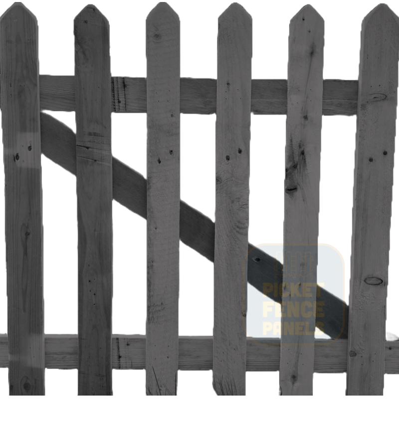 Pointed Top Picket Gates - Slate