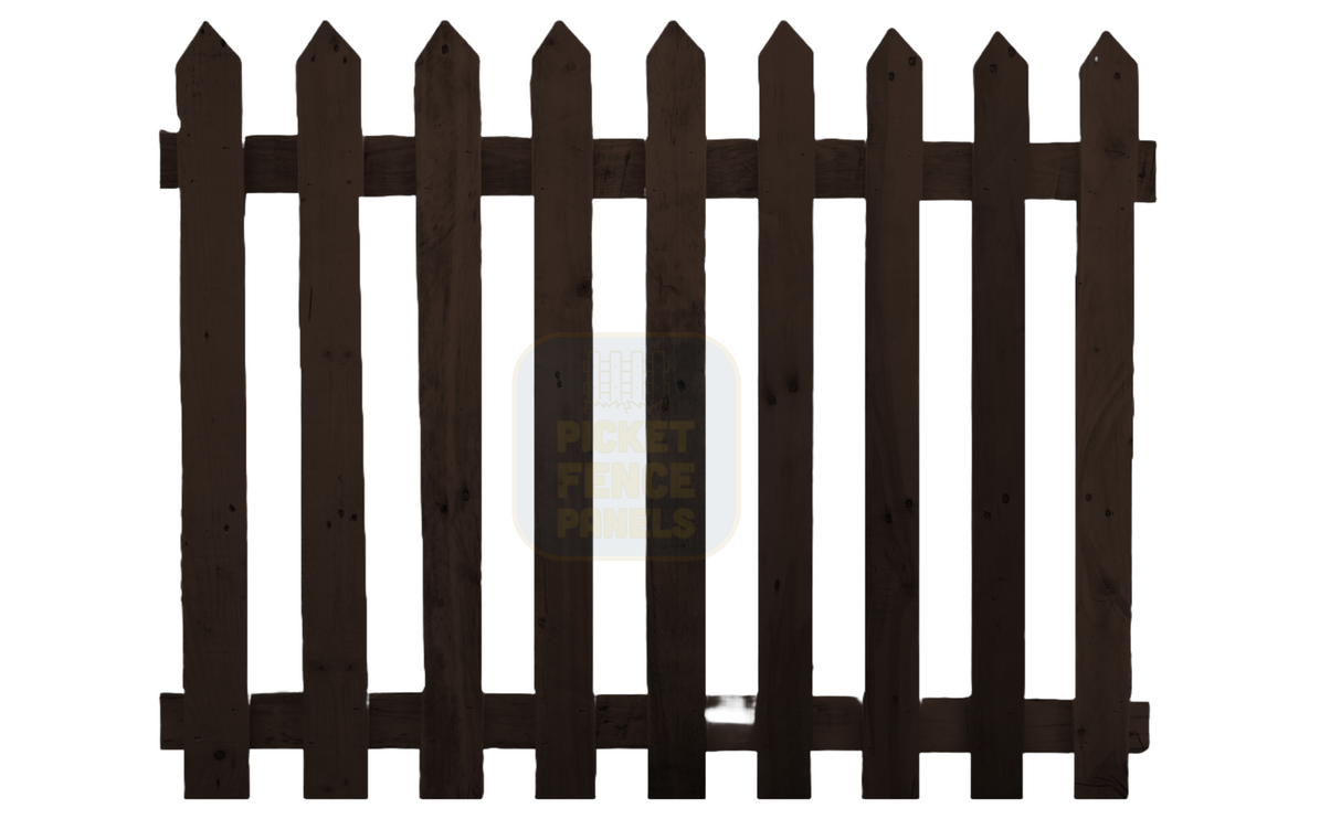 Pointed Top Picket Fence Panel Dark Oak