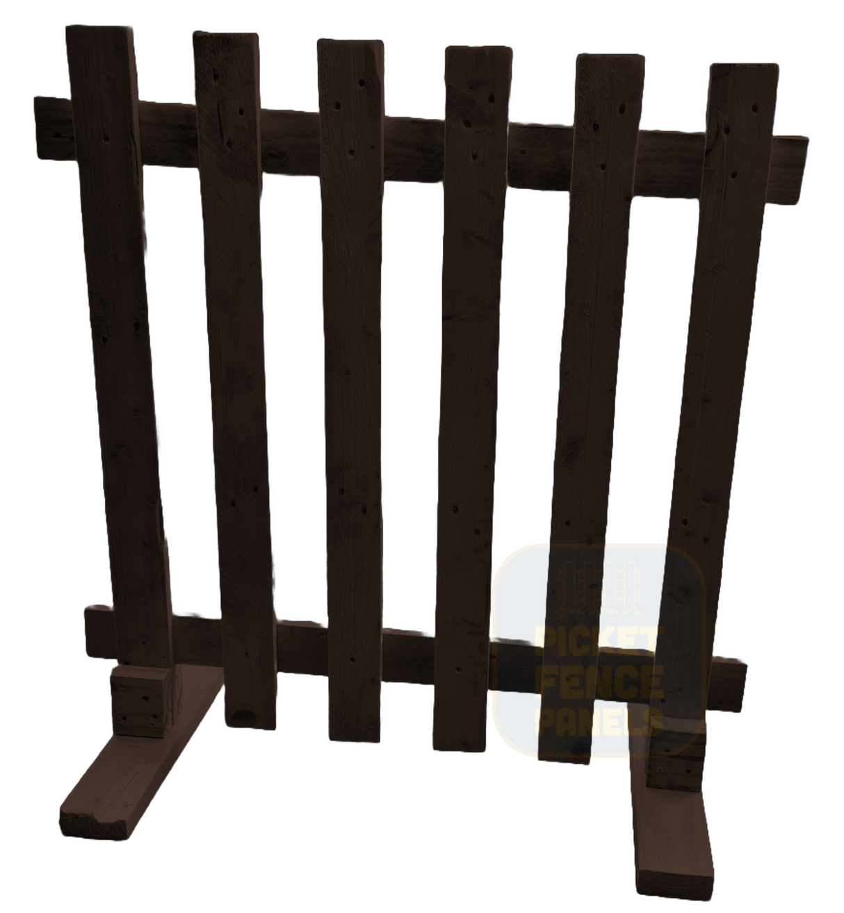 Free Standing Picket Fence Panels - Dark Oak