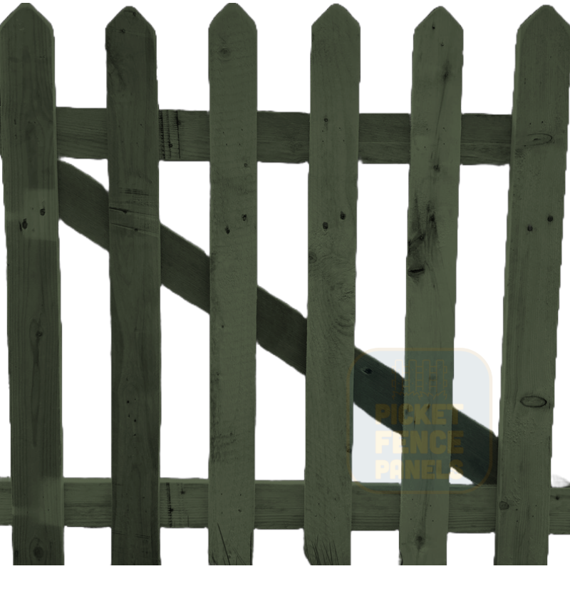 Pointed Top Picket Gates - Forest Green