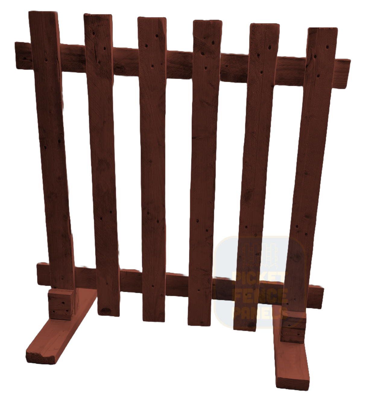 Free Standing Picket Fence Panels - Cedar Red