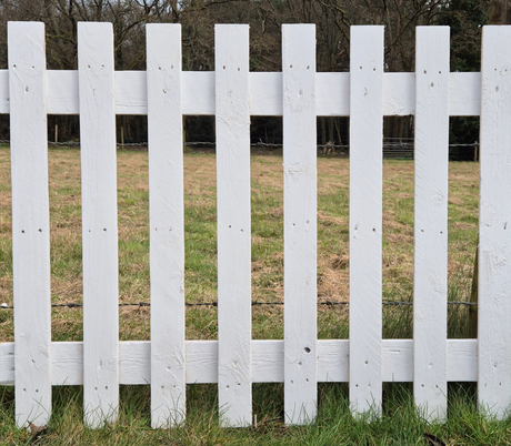 Flat Top Picket Fence Panel - White