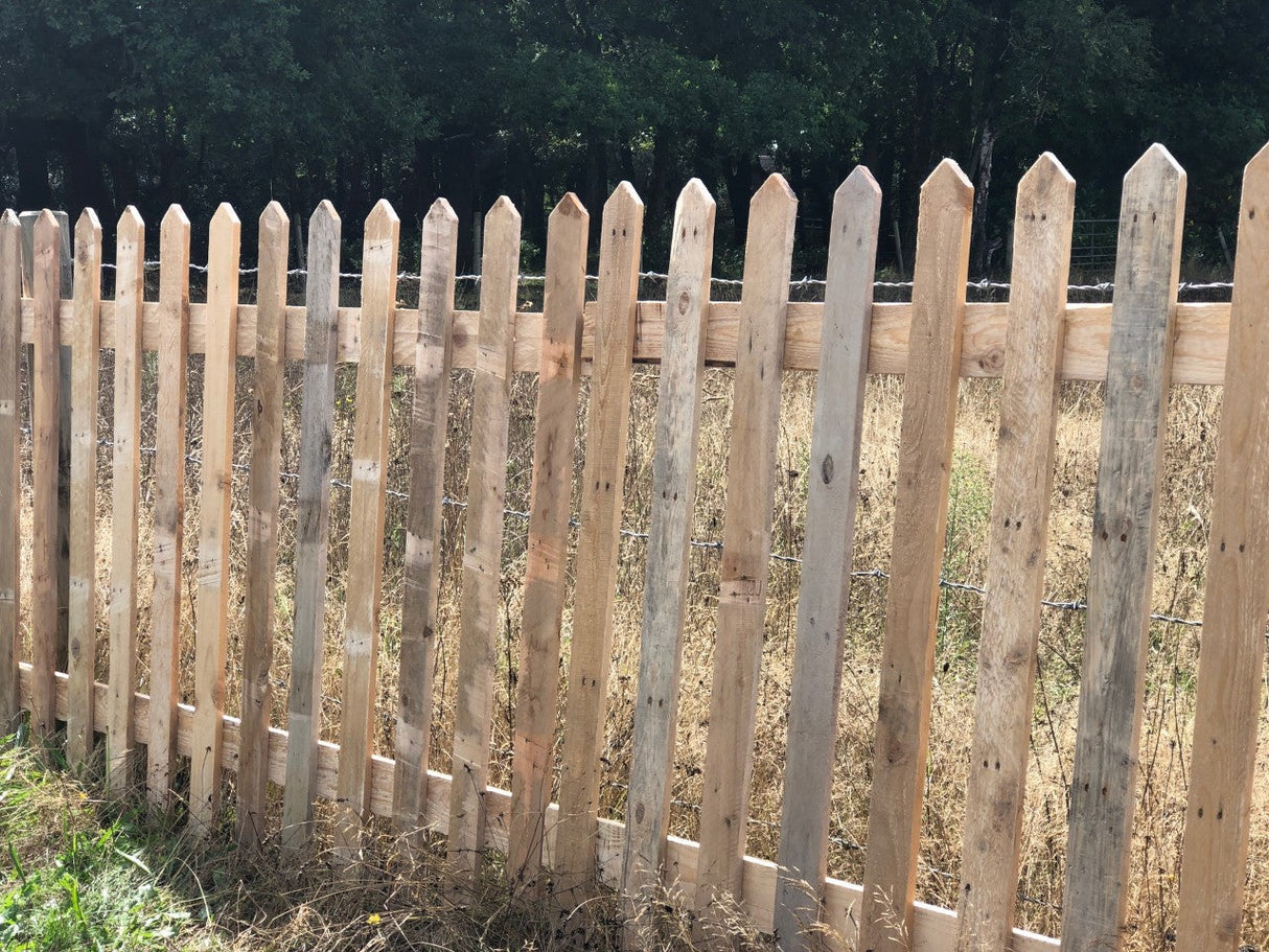 Natural Pointed Top Picket Fence Panel